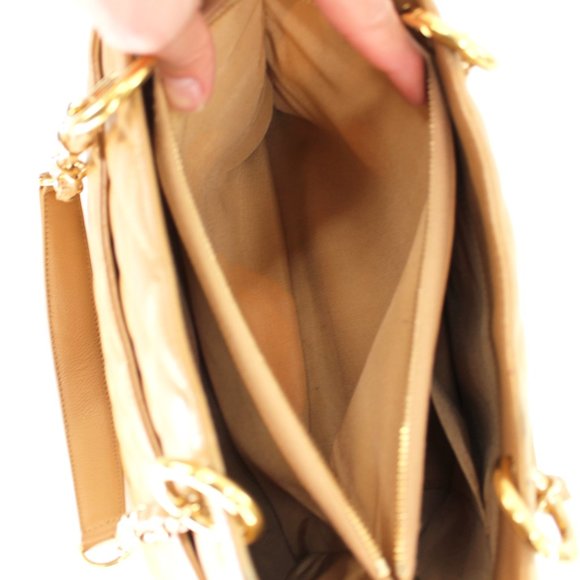 CHANEL Grand Shopping Tote Quilted Gold Chainlink Handle Handbag Beige - Picture 8 of 10